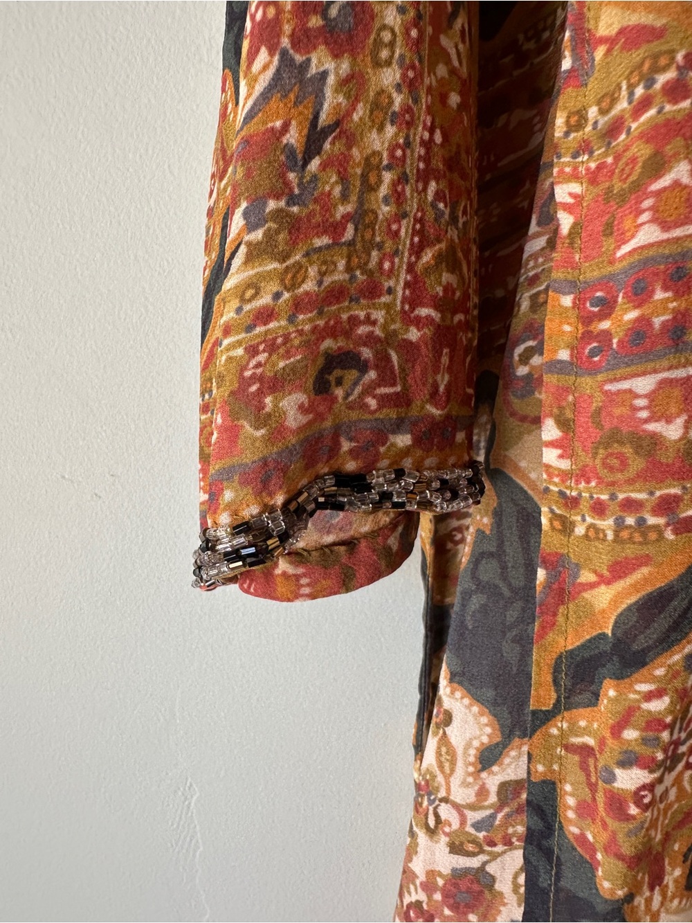 Calypso St. Barth Beaded Silk Tunic Women’s Large - Picture 6 of 9